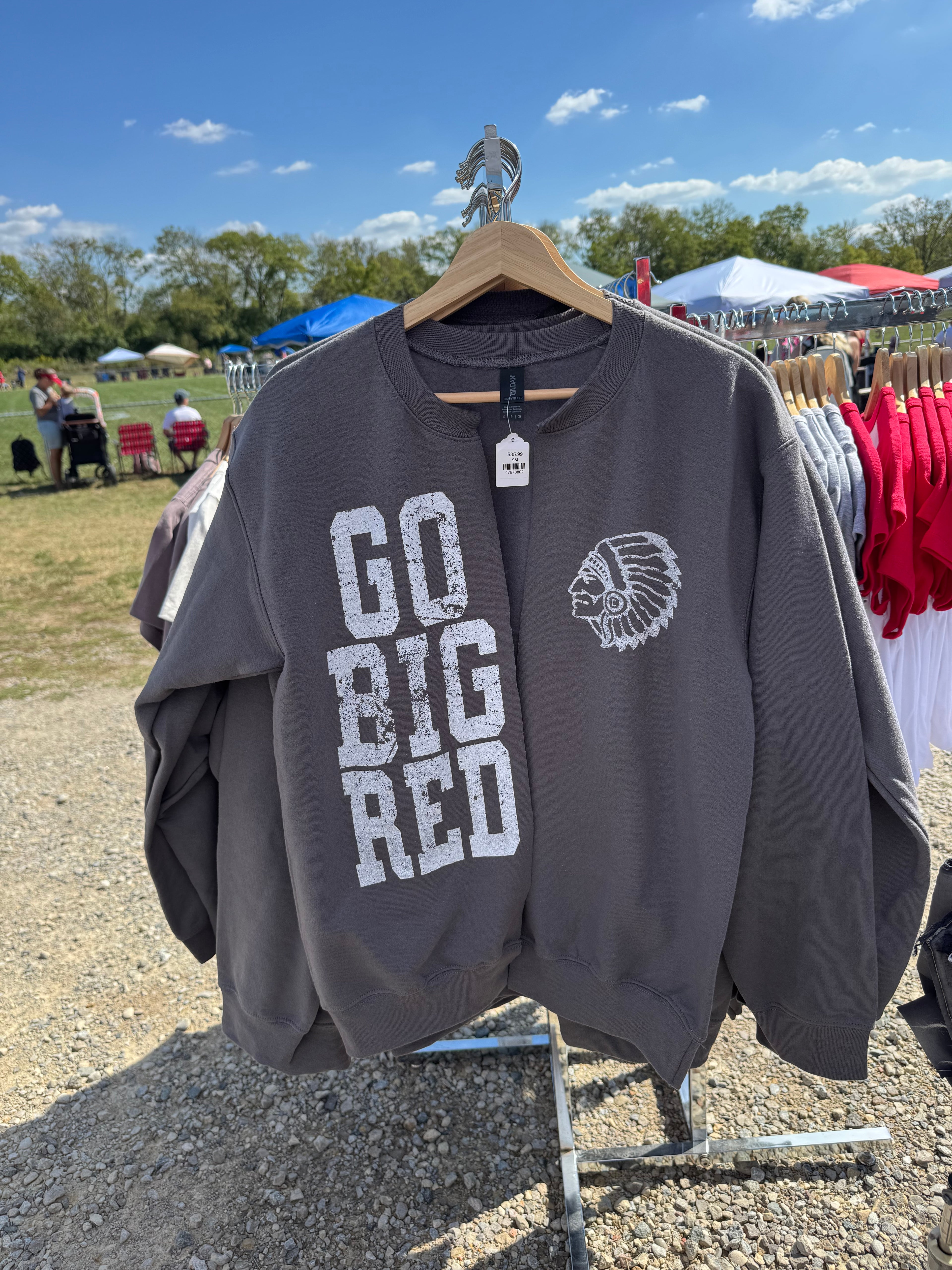 Go Big Red Split Cardigan Crew - Charcoal
