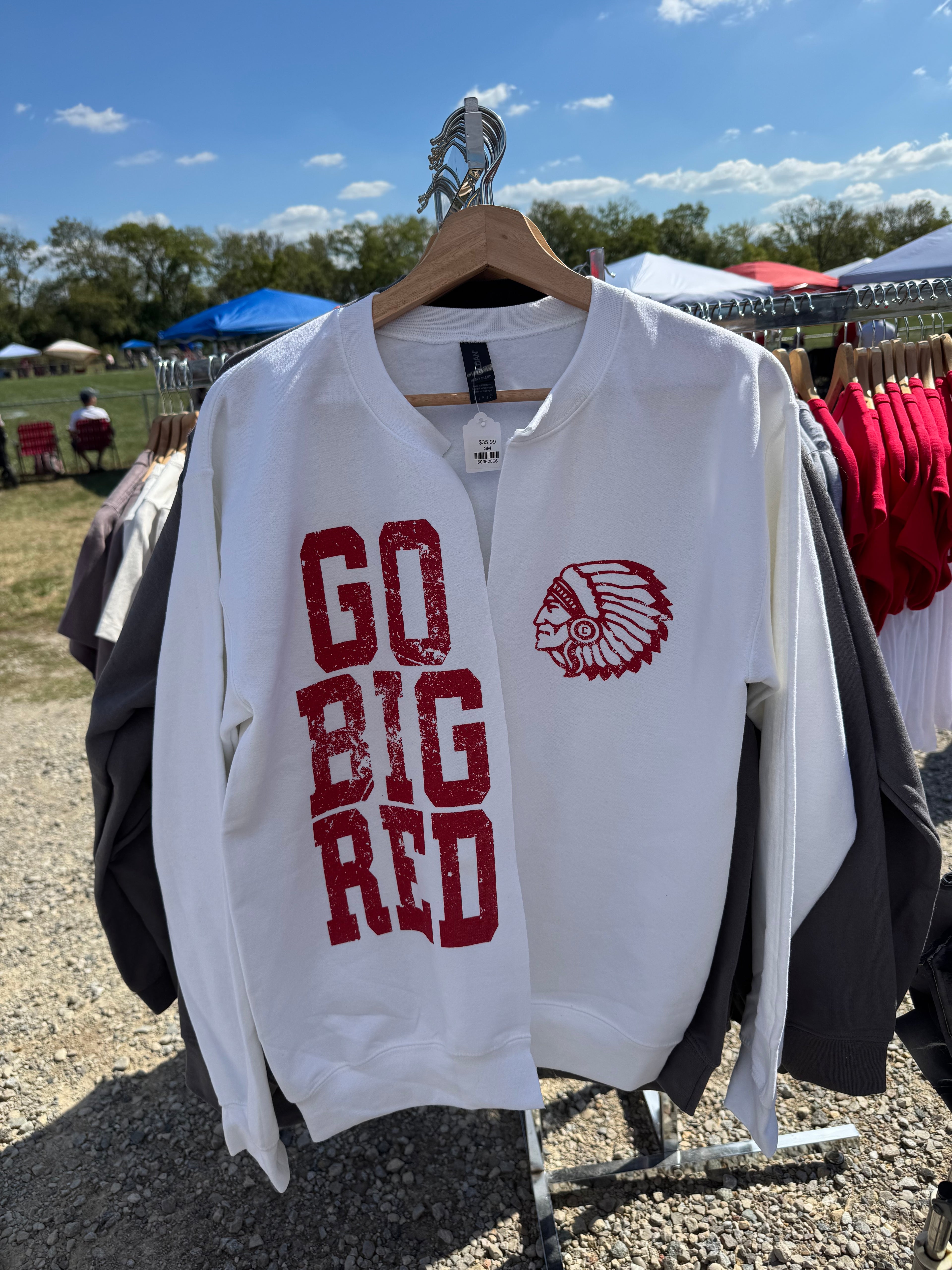 Go Big Red Split Cardigan Crew - White