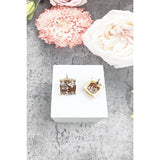 JHP Collection - CUSHION CUT GLITTER EPOXY STUD EARRINGS