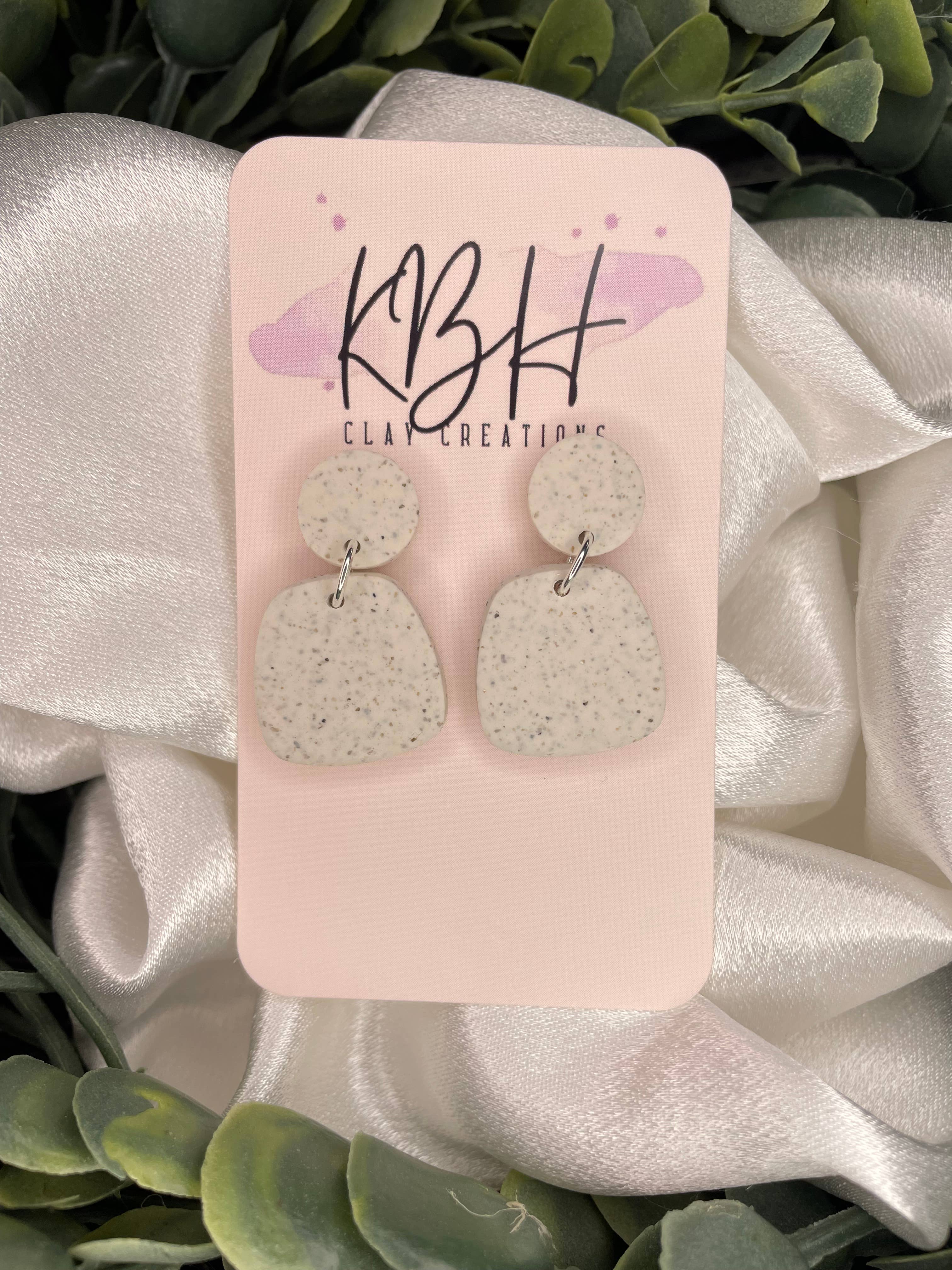 KBH CREATIONS - Granite Circle Dangle Clay Earrings
