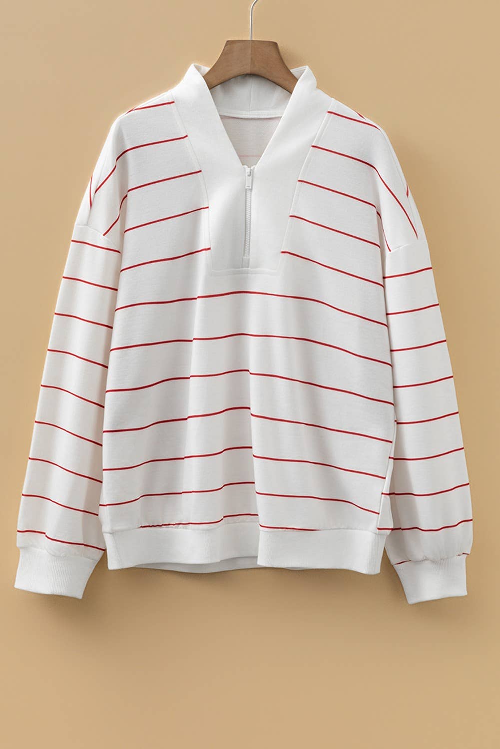 Emma Half Zip Pin Stripe Top