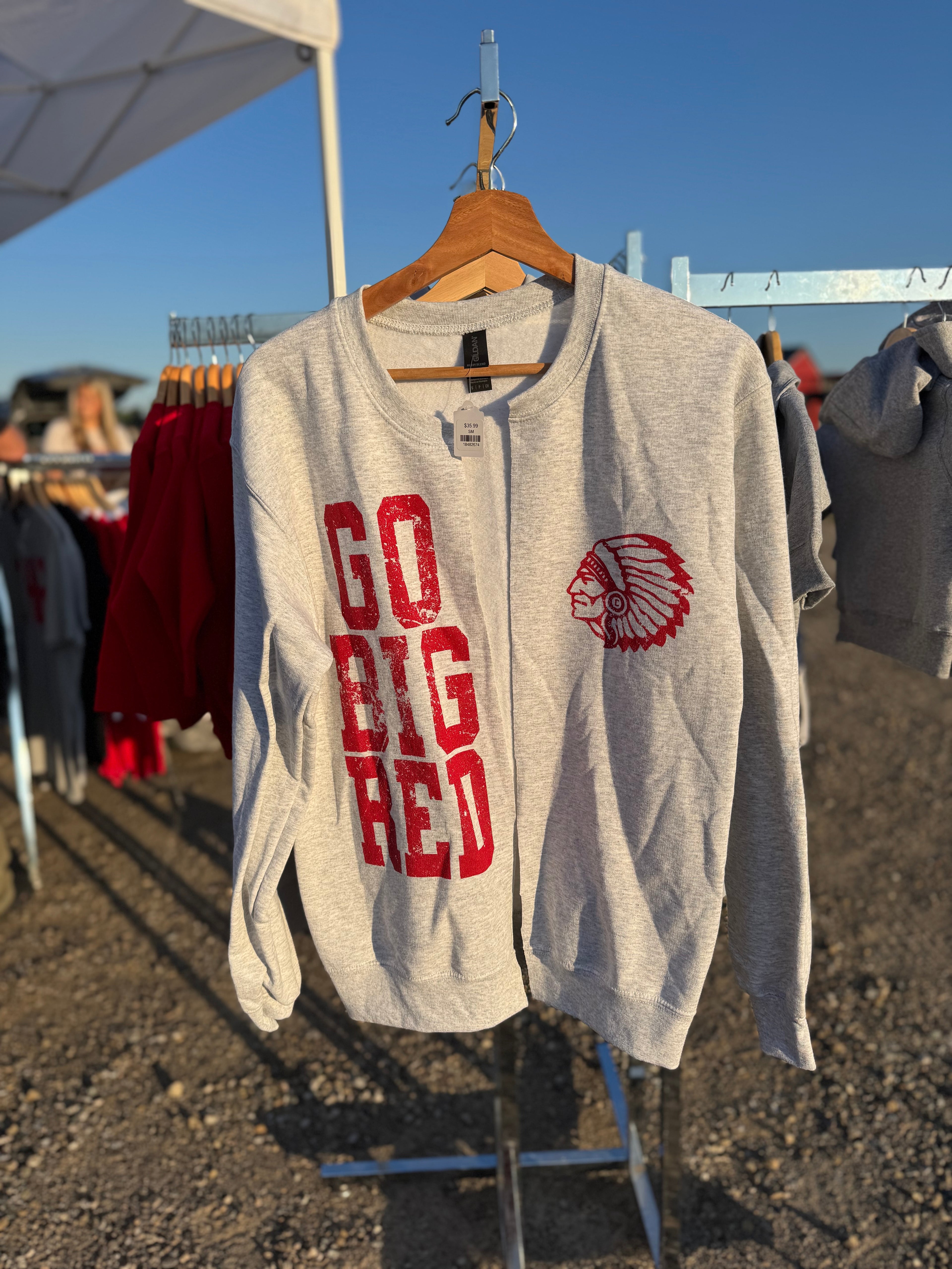 Go Big Red Split Cardigan Crew - Ash