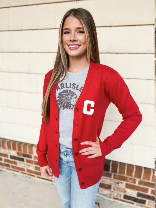 Red Varsity Cardigan Sweater