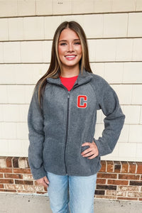 Ladies Fleece Varsity Zip Up Jacket