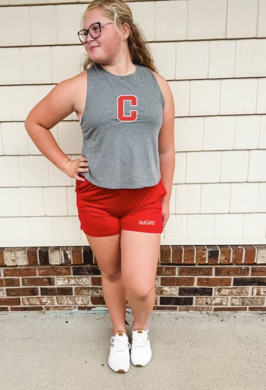 Varsity C Bella + Canvas Cropped Racer Back Tank