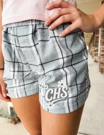 Grey Plaid Retro Boxers BLANK