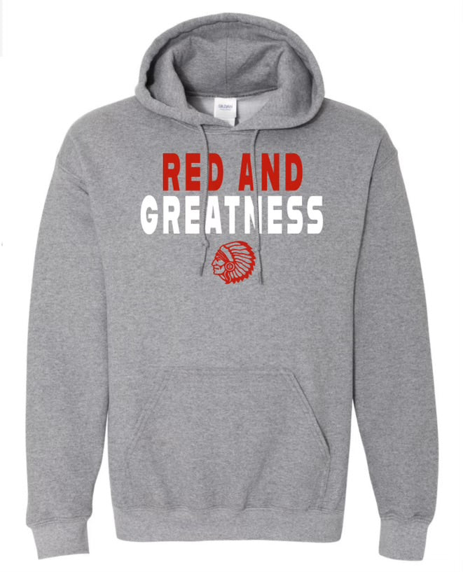 Red and Greatness Hoodie- YOUTH AND ADULT