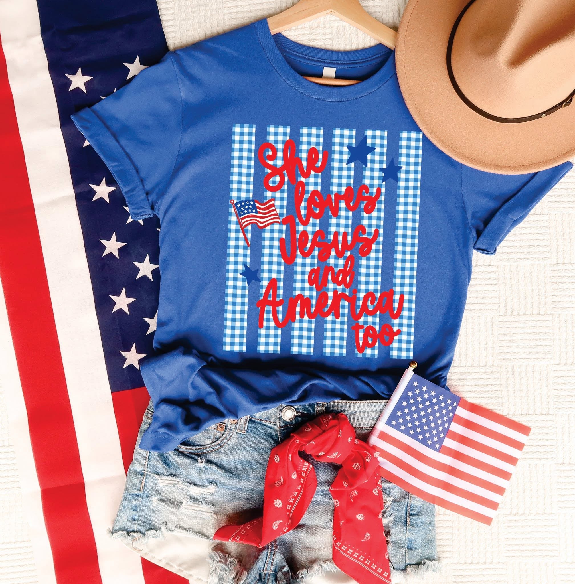 She Loves Jesus & America Too T-Shirt Weekend Pre-Order