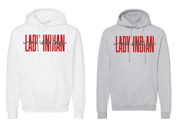 Lady Indian Wrestling Hoodie - ADULT (Red or Heather)