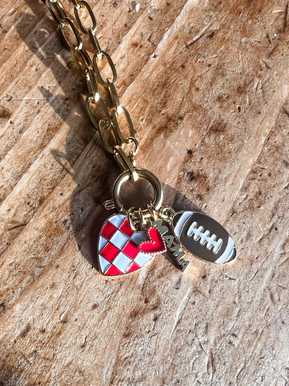 Gold Football Mama Charm Necklace