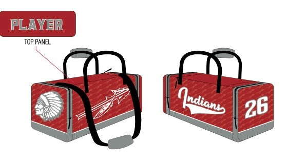 Indians Sublimated Duffle Pre-Order Personalization Available