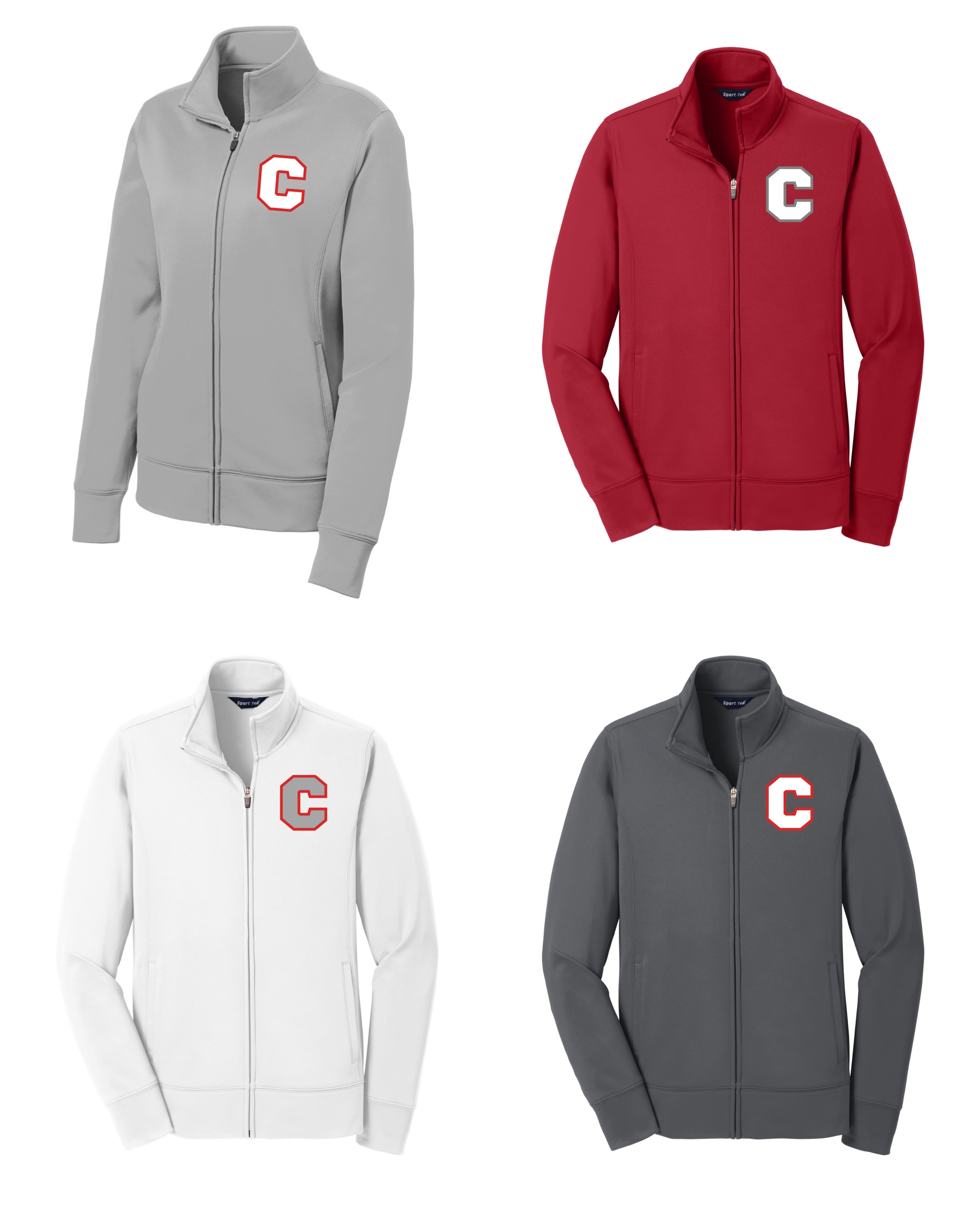 Block C White Sport-Tek® Women's Sport-Wick® Fleece Full-Zip Jacket