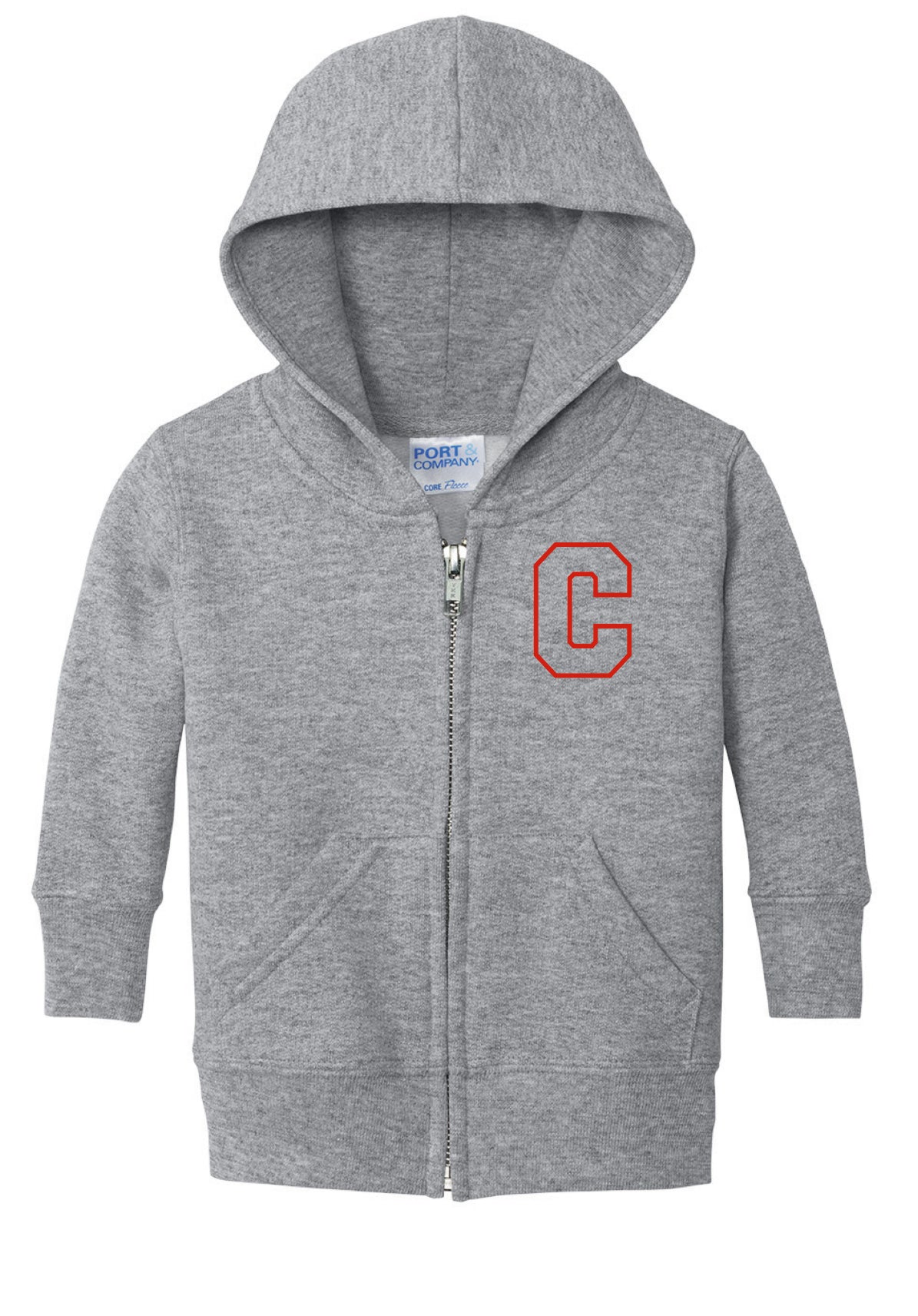 Block C Port & Co™ Infant Core Fleece Full-Zip Hooded Sweatshirt