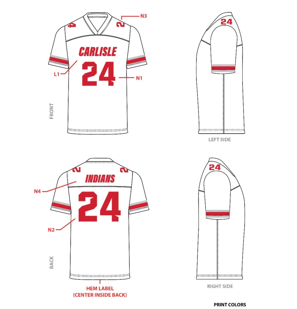 Carlisle Indians Customizable Fan Jersey-YOUTH AND ADULT