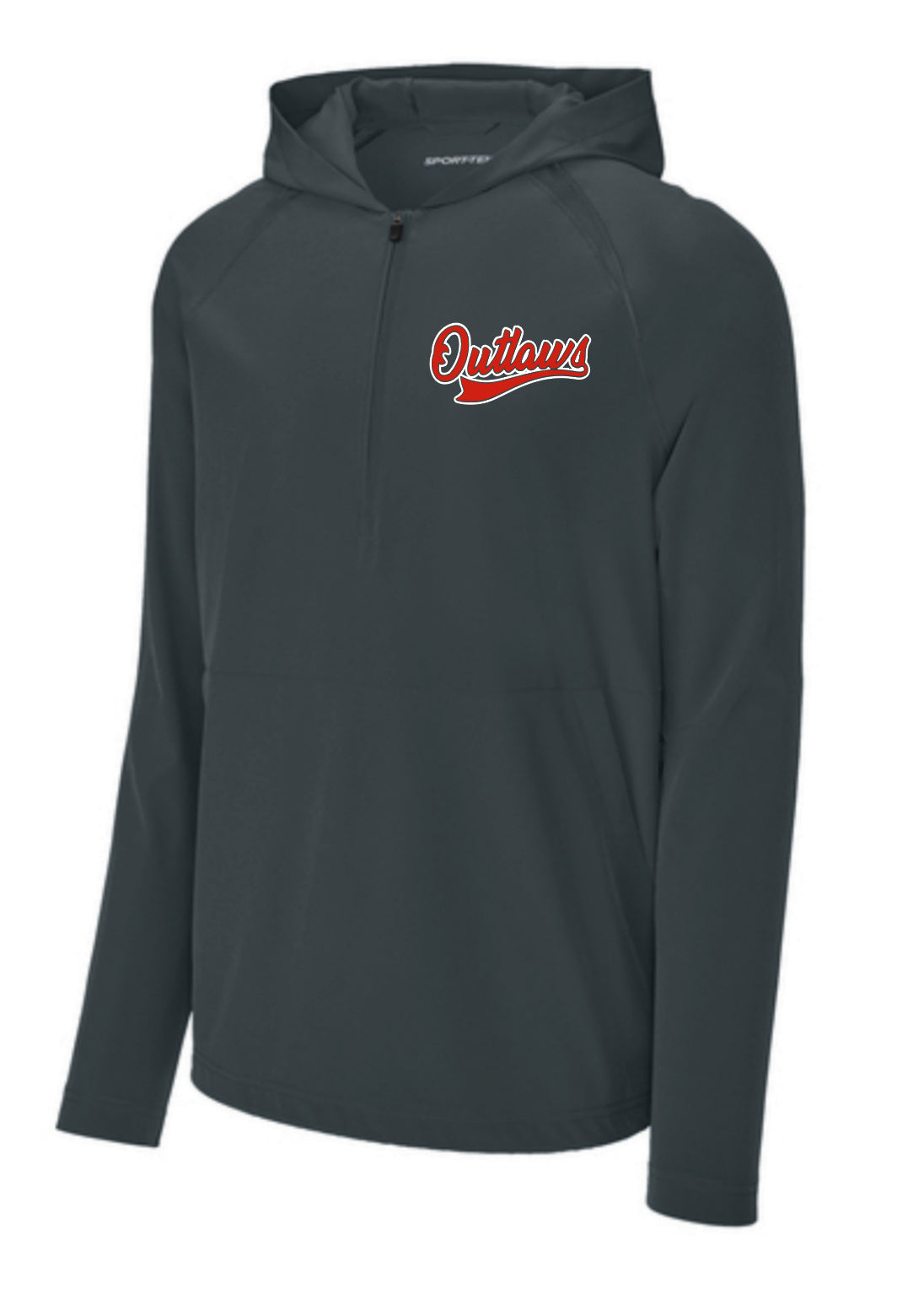 Outlaws Sport-Tek® Repeat 1/2-Zip Long Sleeve Hooded Jacket - Iron Grey