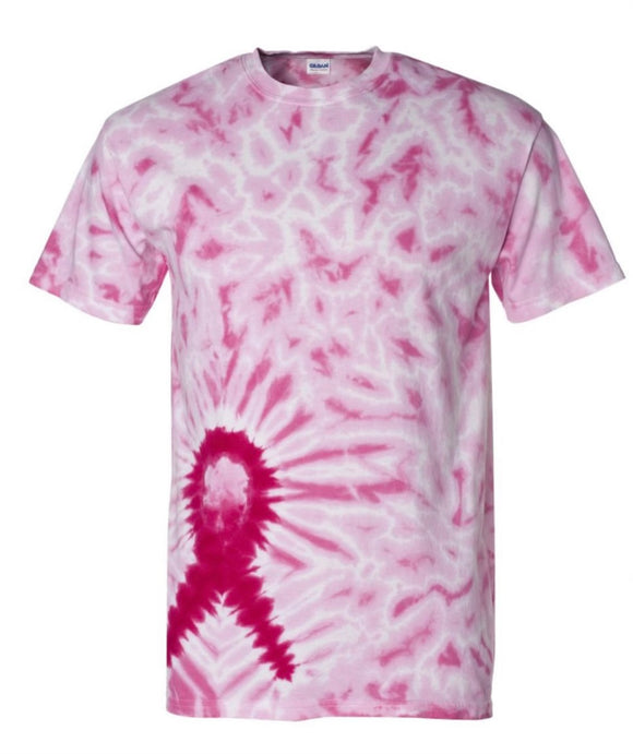 Tie Dye Pink Ribbon T Shirt