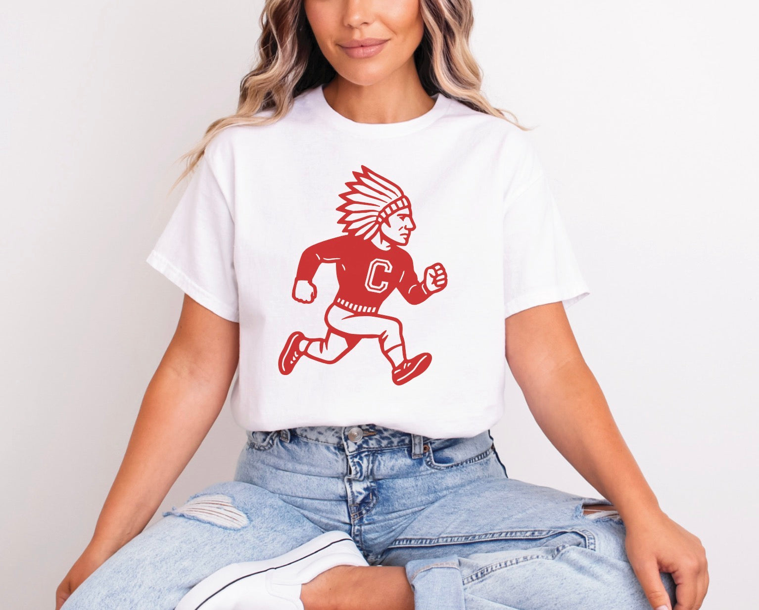 Chief Mascot Perfect Unisex Tri T-Shirt YOUTH & ADULT - White