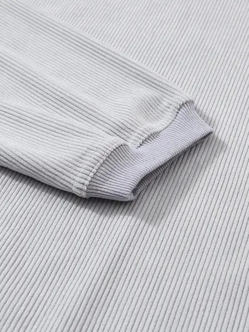 Harper Grey Ribbed Corded Oversized Crewneck