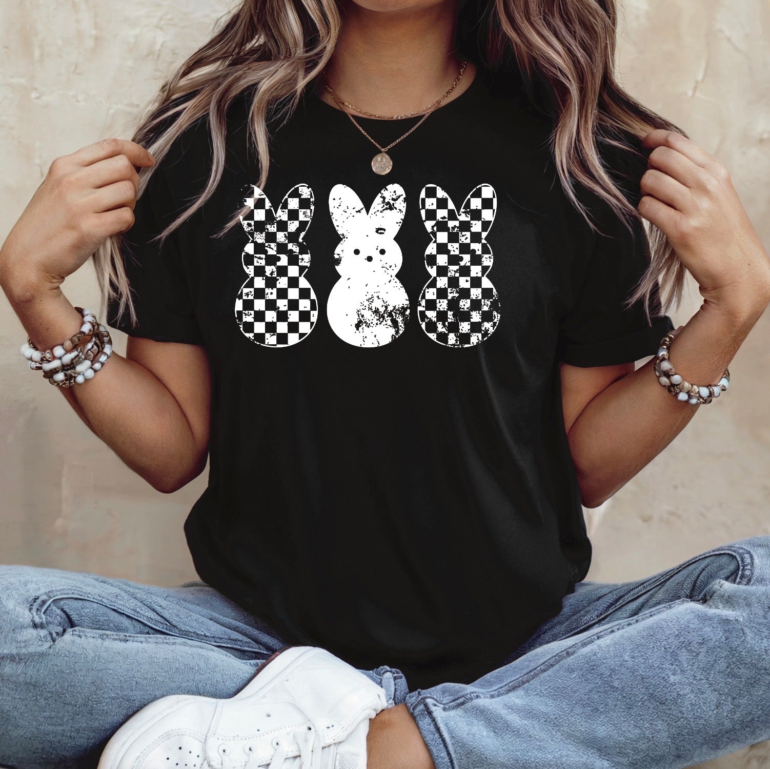 Checkered Bunny Unisex T-Shirt YOUTH & ADULT Pre-Order