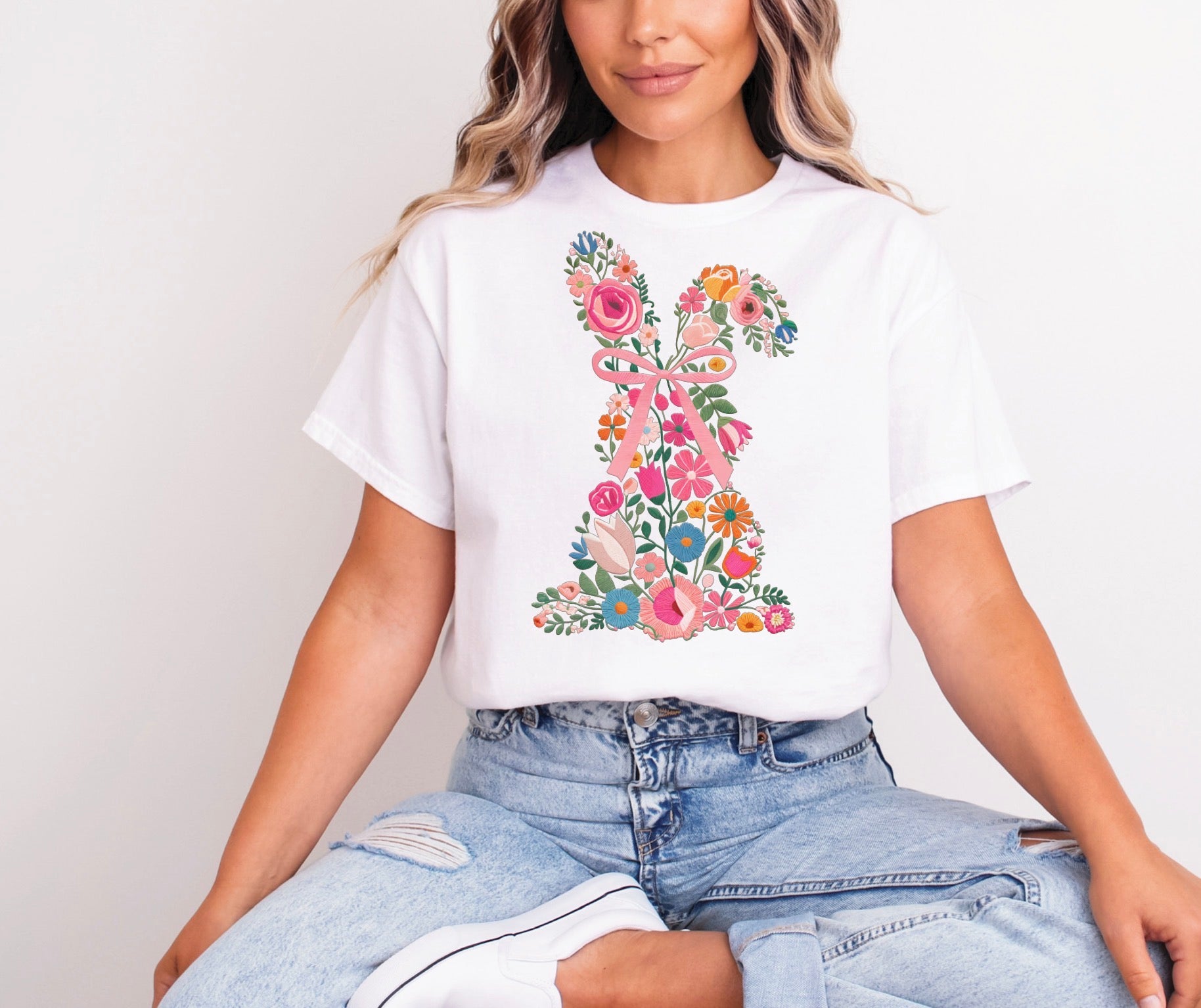 Floral Bunny Unisex T-Shirt YOUTH & ADULT Pre-Order