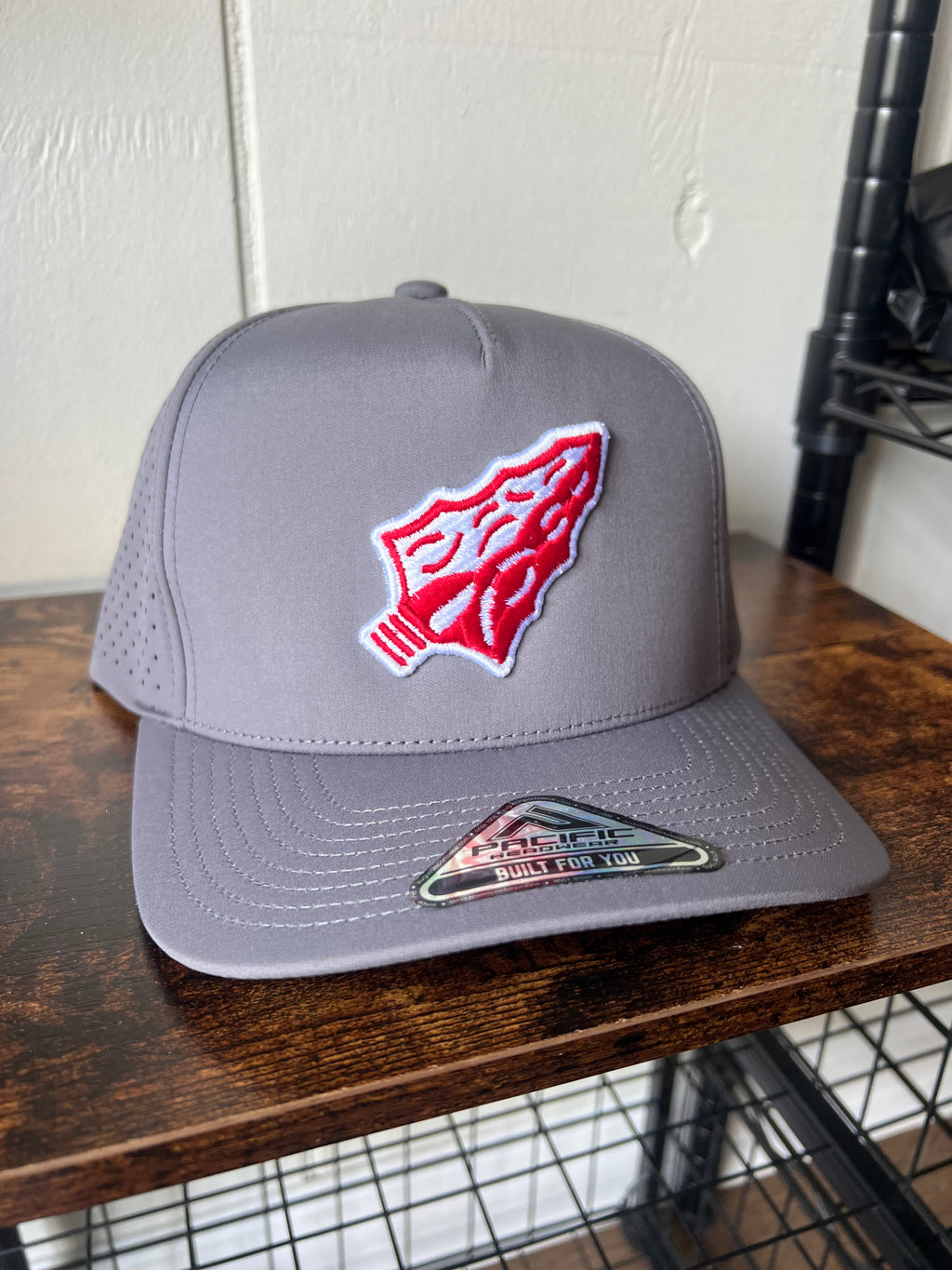 Arrowhead 3D Embroidered Weekender Perforated Snapback Cap-Grey