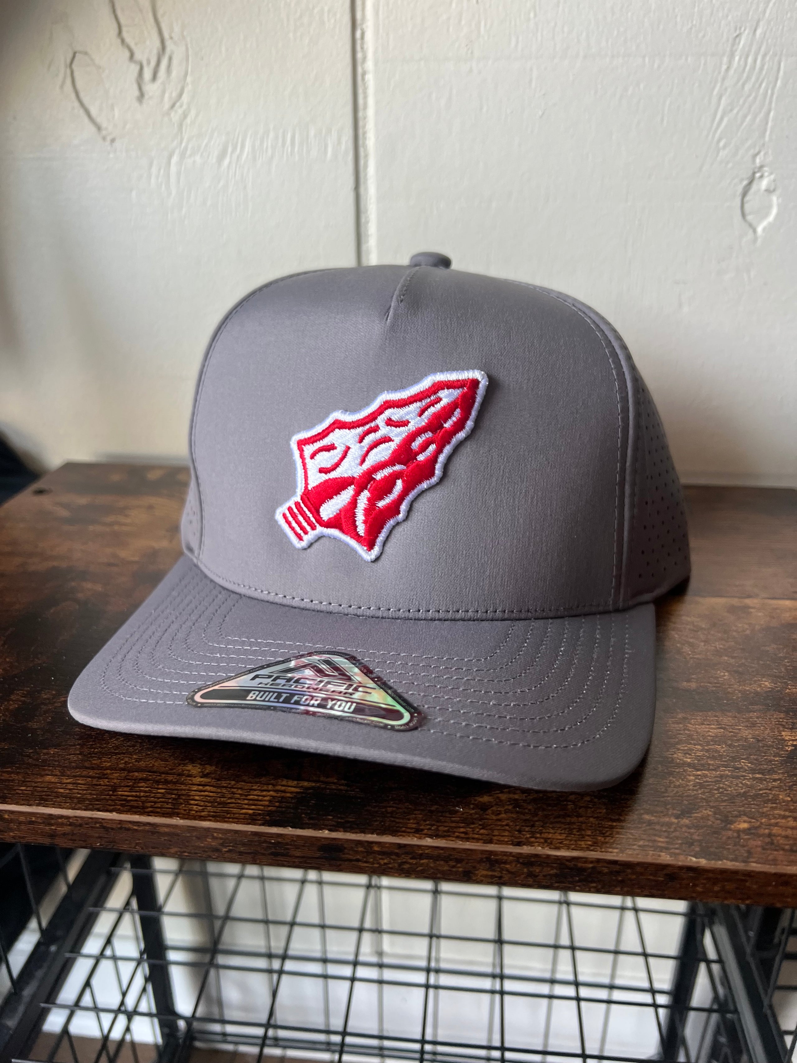 Arrowhead 3D Embroidered Weekender Perforated Snapback Cap-Grey