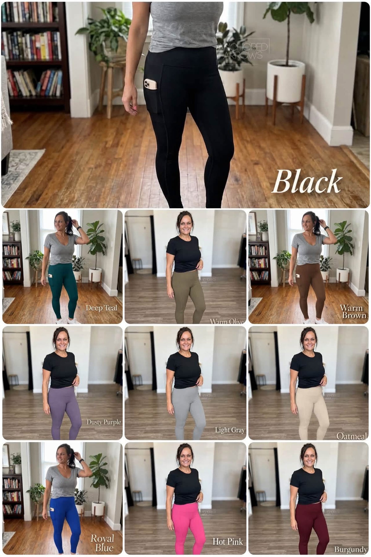 COLORED Anchored Arrows ClassicComfort Full Length Leggings l With Pocket l Pre-Order