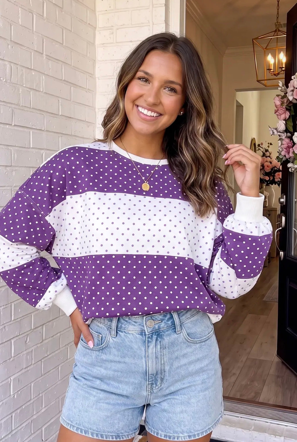 Lani Dot Colorblock Top