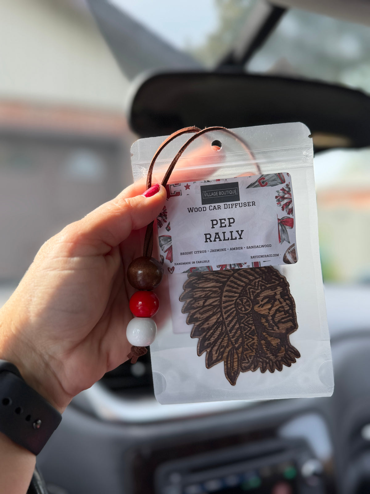 PEP RALLY Indians Premium Wood Car Diffuser