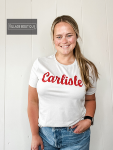 Script Carlisle BELLA + CANVAS - Women’s Relaxed Fit Heather CVC Tee- Silver