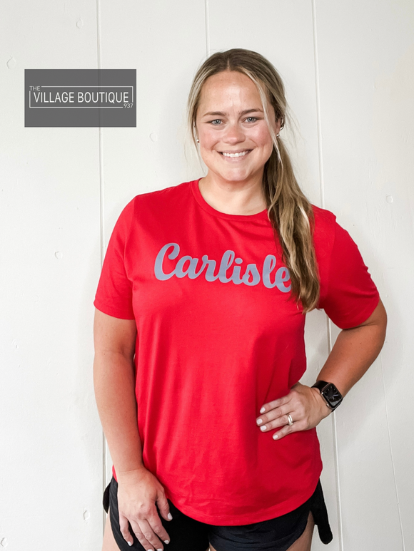 Script Carlisle BELLA + CANVAS - Women’s Relaxed Jersey Tee-Red