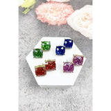 JHP Collection - CUSHION CUT GLITTER EPOXY STUD EARRINGS