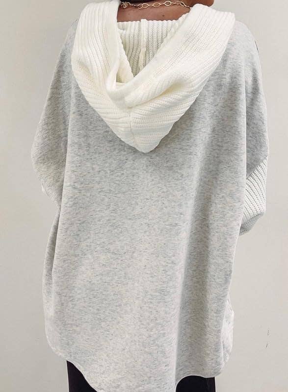 Olivia Colorblock Hoodie Sweatshirt with Button Detail