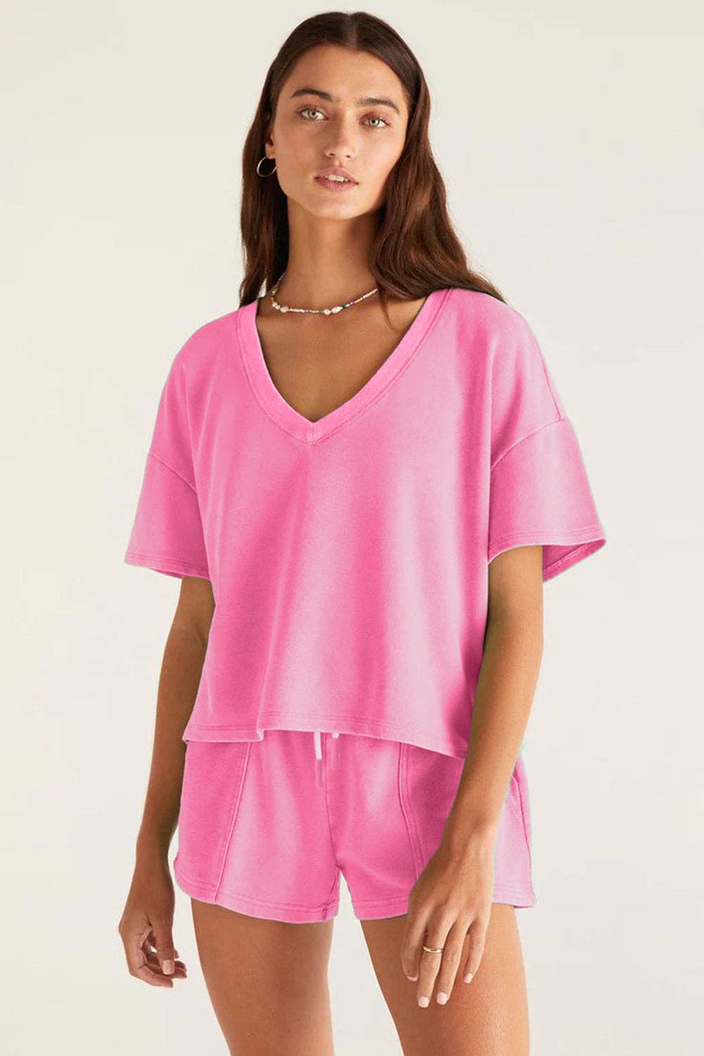 Karter V-Neck Lounge Set - Bubble Gum