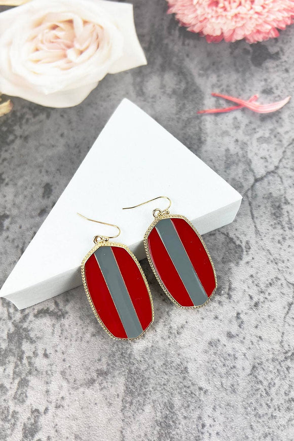 Red and Grey Enamel Earrings