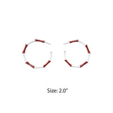 Red and White Sports Hoop Earrings