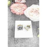 JHP Collection - CUSHION CUT GLITTER EPOXY STUD EARRINGS