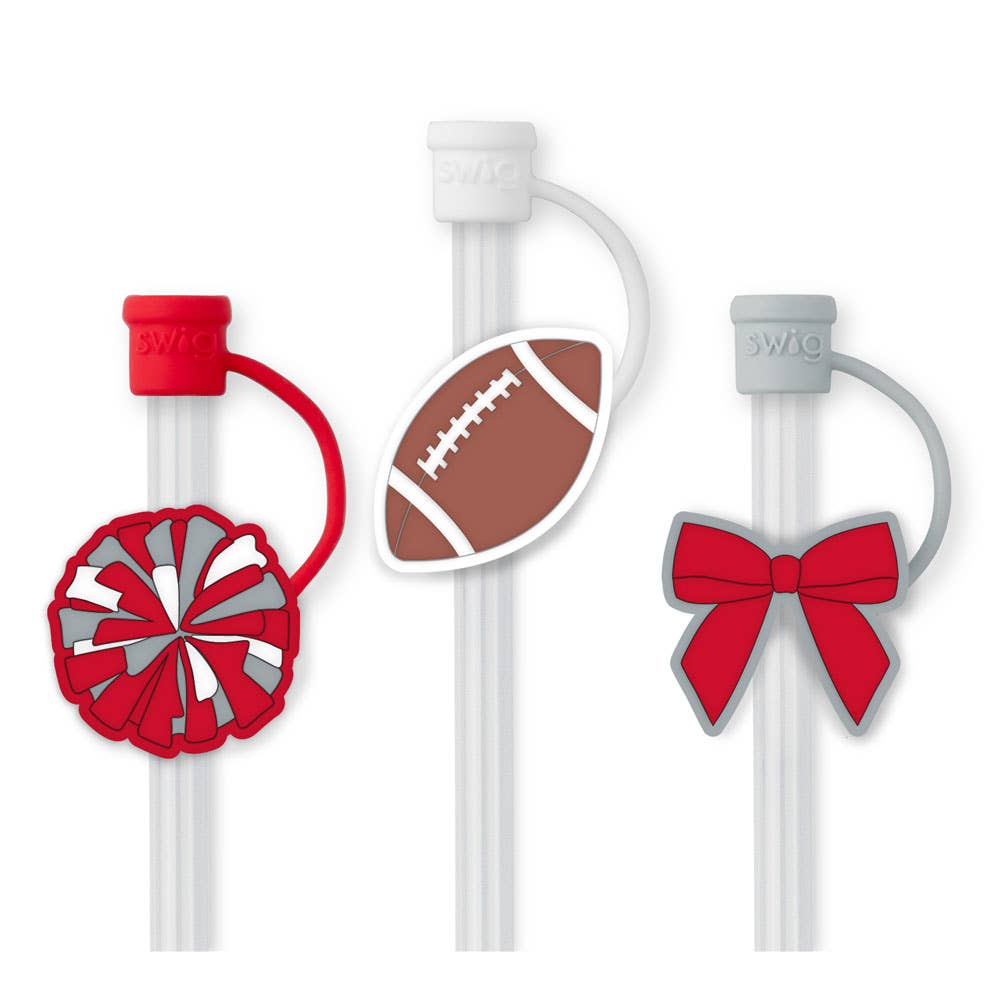 Swig Life - We've Got Spirit Red + Grey Straw Topper Set