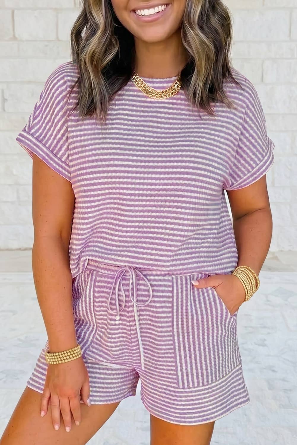 Abbi Striped Set - Purple