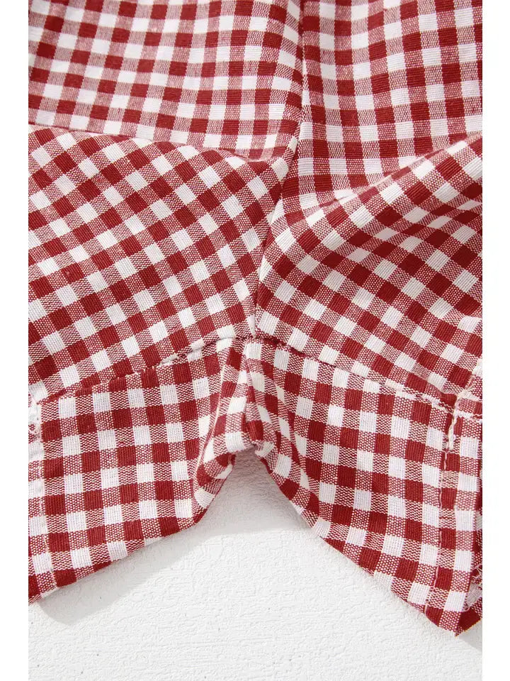 Gingham Print Shorts Red