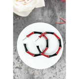 Red and White Sports Hoop Earrings